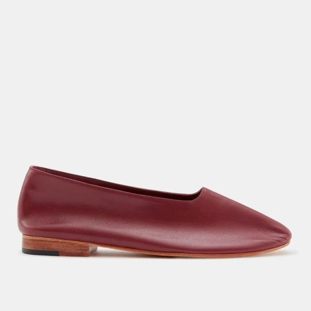Martiniano 37.5 (W 6.5) Glove Flats In Burgundy Red Leather